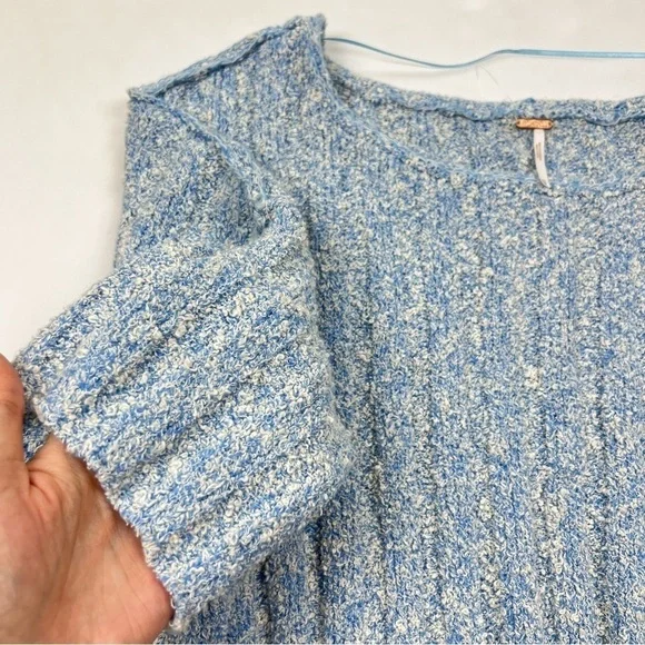 Free People Blue Boxy Oversized Knit Good Day Pullover Sweater - Picture 3 of 6